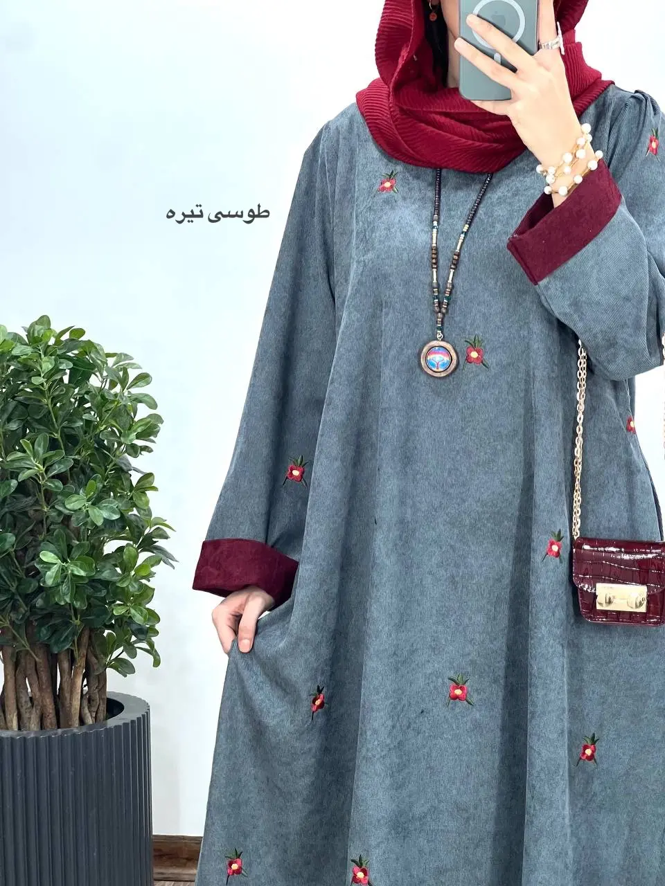 پیراهن مانتویی گلدوزی بهین